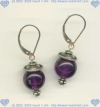 Bali sterling silver bead, sterling silver leverback and 10 mm round amethyst Earrings - Click for a larger picture