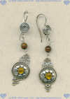 Sterling Silver, Red Tiger Eye and Citrine Earrings - Click for a larger picture