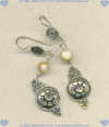 Sterling Silver, Mother of Pearl and Moonstone Earrings - Click for a larger picture