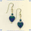Malachite Azurite heart shaped gemstone earrings with 14K Gold Fill French hook ear wires. - Click for a larger picture