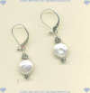 Coin Shaped Freshwater Pearl and Sterling Silver Leverback Earrings. - Click for a larger picture