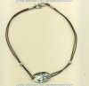 Abalone oval pendant on a double strand lace leather with silver accents. - Click for a larger picture