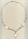 14K/Gold Fill, Mother of Pearl and Strawberry Quartz Necklace - Click for a larger picture