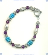 Turquoise, Amethyst and Sterling silver Bracelet - Click for a larger picture