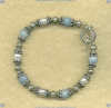 Freshwater rice pearls, Amazonite and Bali sterling silver Bracelet - Click for a larger picture