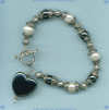 Freshwater pearls, Hematite and Sterling silver Bracelet - Click for a larger picture