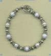 Sterling silver, Blue lace agate and freshwater pearls Bracelet - Click for a larger picture