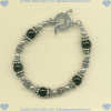 Toggle bracelet with handmade sterling silver beads and black onyx gemstones. - Click for a larger picture