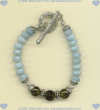 Handmade sterling silver toggle bracelet with Amazonite and smoky quartz gemstones. - Click for a larger picture