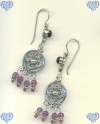 Silver, Amethyst and Garnet Earrings - Click for a larger picture