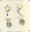 Thai sterling Hill Tribe silver (95%), Freshwater pearl, Coral and Lapis lazuli Earrings - Click for a larger picture