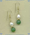 Freshwater pearls, Polar jade and 14K Gold fill Earrings - Click for a larger picture