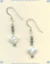 Diamond Shaped Freshwater Pearl and Sterling Silver French Hook Earrings. - Click for a larger picture