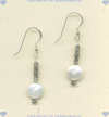 Coin Shaped Freshwater Pearl and Sterling Silver French Hook Earrings. - Click for a larger picture