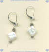 Diamond Shaped Freshwater Pearl and Sterling Silver Leverback Earrings. - Click for a larger picture