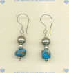 Turquoise Nugget Gemstone and Sterling Silver Native American Beaded French Hook Earrings. - Click for a larger picture