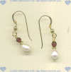 Faceted Garnet Gemstone, Freshwater Pearl and 14K/Gold Fill French Hook Earrings. - Click for a larger picture