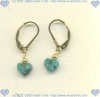 Hand made gold fill leverback earrings with turquoise heart shaped gemstones. - Click for a larger picture