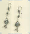 Hand crafted sterling silver French hook earrings with ornate sterling silver beads. - Click for a larger picture