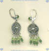 Handmade sterling silver leverback earrings with periodot and polar jade gemstone dangles. - Click for a larger picture