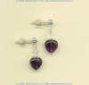 Amethyst heart and faceted crystal quartz gemstones on sterling silver ball post stud earrings. - Click for a larger picture