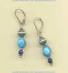 Turquoise nugget and 4 mm lapis lazuli gemstone leverback earrings with hand made sterling silver beads.				
 - Click for a larger picture