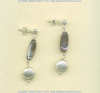 Sterling silver earrings  with gray abalone nuggets and sterling silver puffed disk dangle.				
 - Click for a larger picture