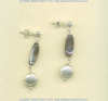 Sterling silver earrings  with gray abalone nuggets and sterling silver puffed disk dangle.				
 - Click for a larger picture