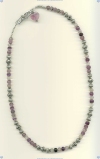 Handcrafted Bali sterling silver beades, hook clasp and fluorite 6 mm drums, puffed heart Necklace - Click for a larger picture