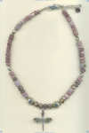 Lilac jasper, Amethyst and Bali sterling silver Necklace - Click for a larger picture