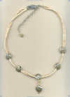 Sterling silver, Rose Quartz and Shell heishi Necklace - Click for a larger picture