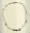 Freshwater Biwa Pearl Double Strand and Thai Hill Tribe Silver Fish and Shell Necklace. - Click for a larger picture