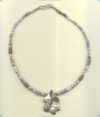 Mexican purple chalcedony and Hill Tribe hammered silver leaf necklace. - Click for a larger picture