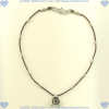 Hill Tribe silver rose and leather necklace. - Click for a larger picture