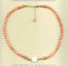 Pink coral, facted square mother of pearl, and 14K gold fill bead necklace with 2 inch extenter chain. - Click for a larger picture