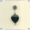 Black onyx puffed heart gemstone and handmade sterling silver slide. - Click for a larger picture