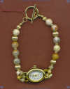 Crazy lace agate, Mother of pearl, 14k/gold fill and Gold plate Watch - Click for a larger picture