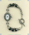 Watch with Sterling Silver and Frosted Black Onyx Semiprecious Gemstoness. - Click for a larger picture