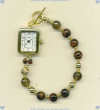 Tiger Eye and Smoky Quartz Semi-Precious Gemstones, and 14K/Gold Fill Watch. - Click for a larger picture