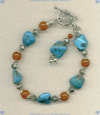 Sterling Silver, Turquoise and Carnelian Bracelet - Click for a larger picture