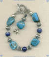 Sterling Silver, Turquoise and Lapis Lazuli Bracelet - Click for a larger picture