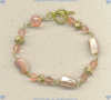 14K/Gold Fill, Strawberry Quartz and Mother of Pearl Bracelet - Click for a larger picture