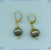 Gold fill leverbacks, Gray freshwater pearls and Vermeil (24K over sterling) Earrings - Click for a larger picture