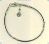 Hematite and Silver Anklet with Celestial Heart Charm Dangle.
 - Click for a larger picture