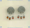 Faceted carnelian and crystal quartz gemstones and hand made sterling silver post earrings. - Click for a larger picture
