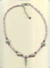 Cebu Beauty Shell Heishi, Amethyst Semi-precious Gemstones, and Thai Hill Tribe Silver Necklace. - Click for a larger picture