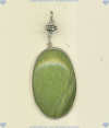 Serpentine gemstone pendant with handmade sterling silver bead accent. - Click for a larger picture
